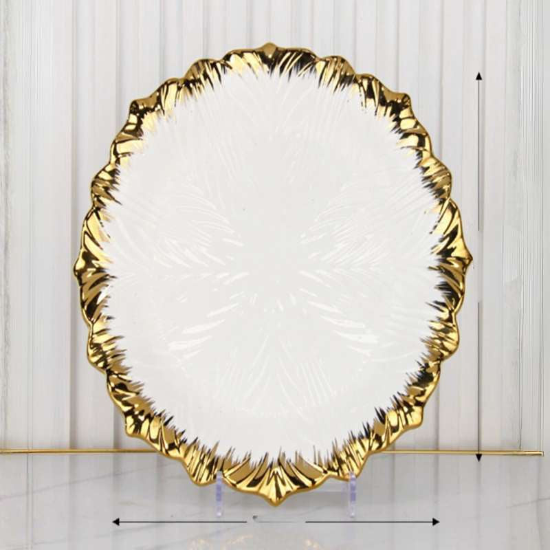 Light Luxury Ceramic Dinnerware – High-End Hotel Quality Western Cuisine Plates – Gold-Rimmed Steak Plates & Soup Bowls – Professional Grade Fine Dining Tableware