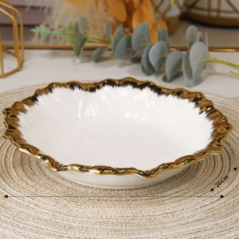 Light Luxury Ceramic Dinnerware – High-End Hotel Quality Western Cuisine Plates – Gold-Rimmed Steak Plates & Soup Bowls – Professional Grade Fine Dining Tableware