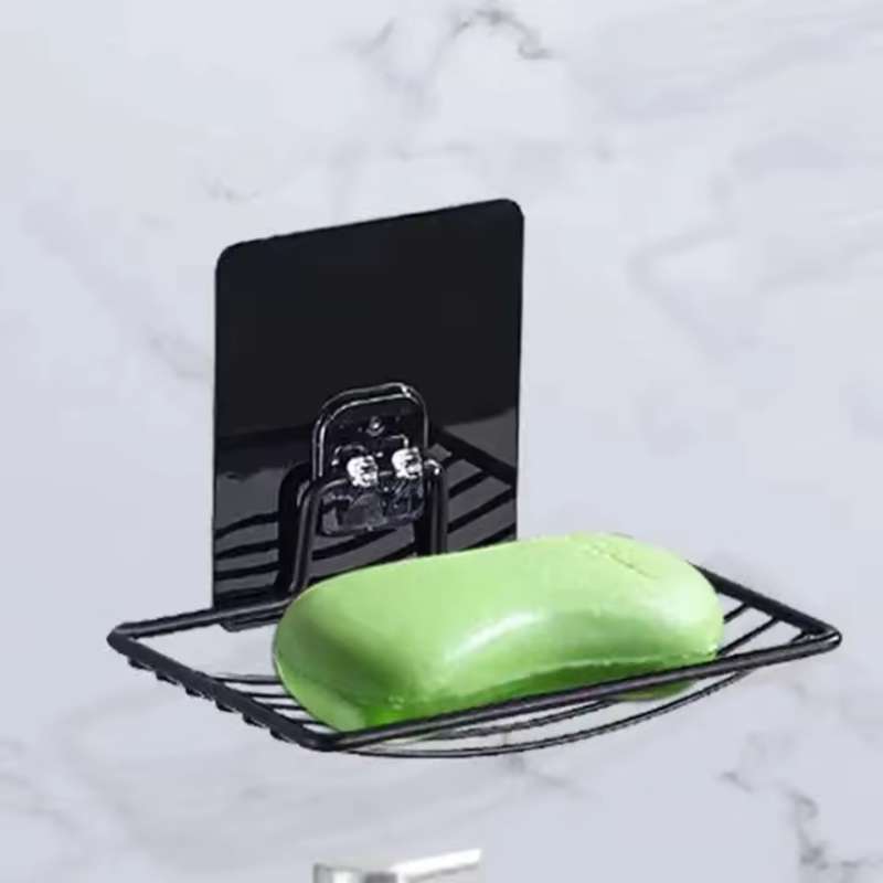 Porte-savon en acier inoxydable de luxe léger – Étagère à savon murale à couche unique avec égouttoir – Installation sans poinçon ni clou – Porte-savon en métal antirouille pour une organisation élégante de la salle de bain et de la cuisine