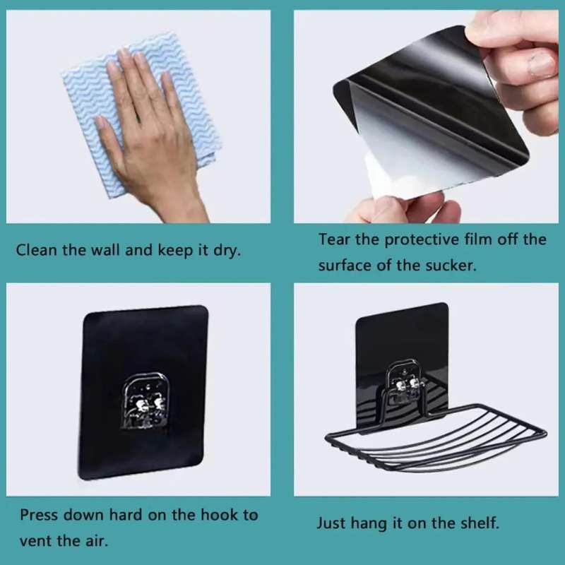 Porte-savon en acier inoxydable de luxe léger – Étagère à savon murale à couche unique avec égouttoir – Installation sans poinçon ni clou – Porte-savon en métal antirouille pour une organisation élégante de la salle de bain et de la cuisine