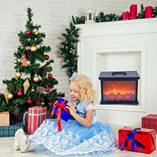 Lightahead LED Fireplace – Realistic Log Wood Burning Flame Simulation, USB Operated Portable Tabletop Firelight for Indoor &amp; Outdoor Decor