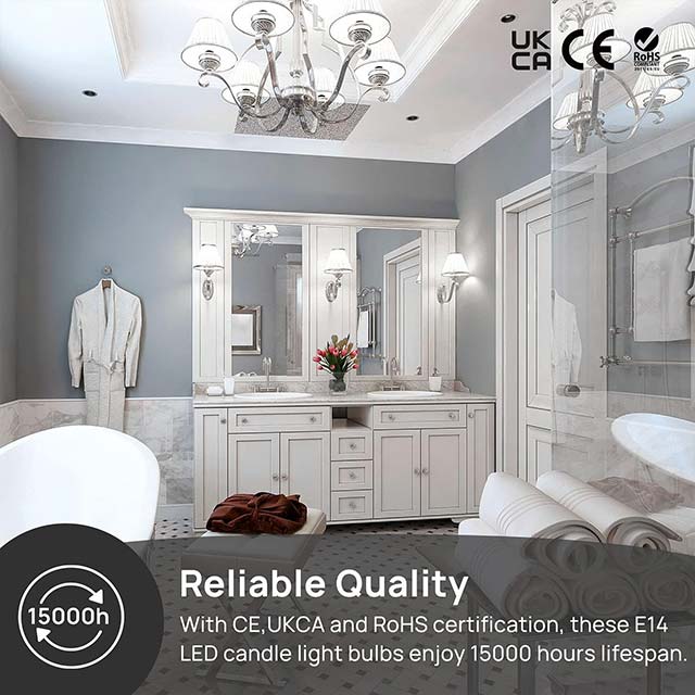 Linkind E14 LED Candle Light Bulbs 4.9W (40W Equivalent) – 5000K Cool White, 500 Lumen, CE/RoHS/ErP Certified, Non-Dimmable Pack of 6