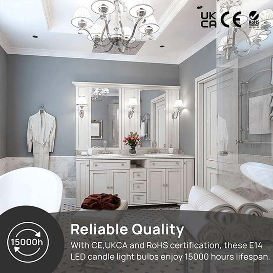 Linkind E14 LED Candle Light Bulbs 4.9W (40W Equivalent) – 5000K Cool White, 500 Lumen, CE/RoHS/ErP Certified, Non-Dimmable Pack of 6