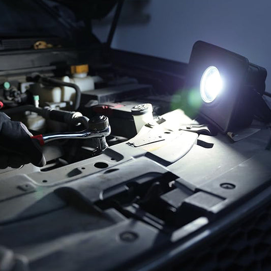 LivarnoLux 2400 Lumen LED Construction Work Light – 30W Spotlight with Stand, IPX4 Water-Resistant, Indoor & Outdoor Lighting