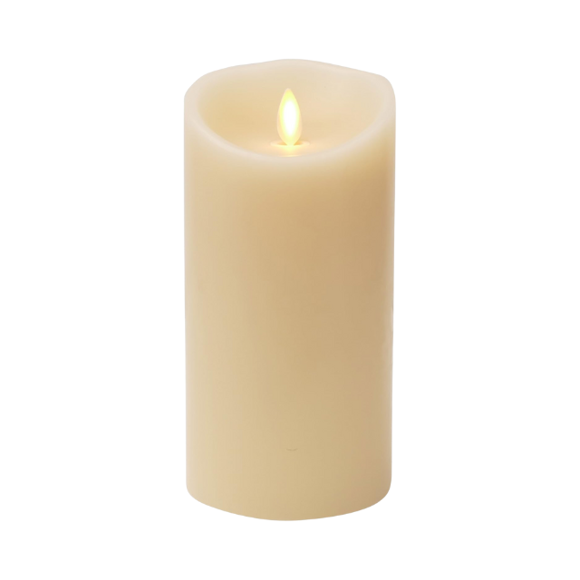 Luminara 4x5 Ivory Flameless Wax Candle – Unscented Pillar with Moving Wick and Timer, Remote Ready by LampLust