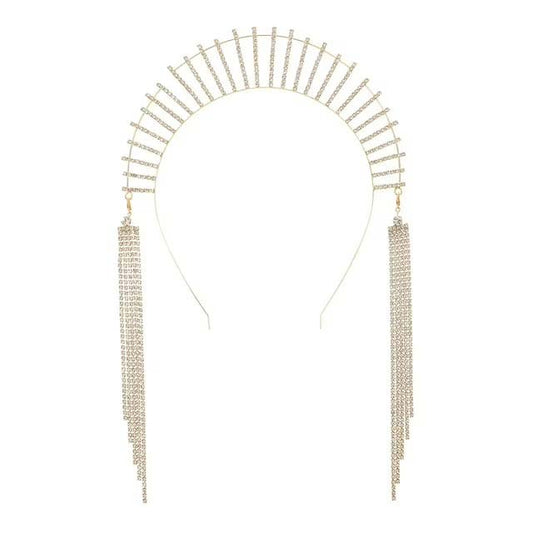 Luxury Rhinestone Tassel Headpiece – Elegant Head Chain Hair Piece &amp; Bridal Headwear Accessory