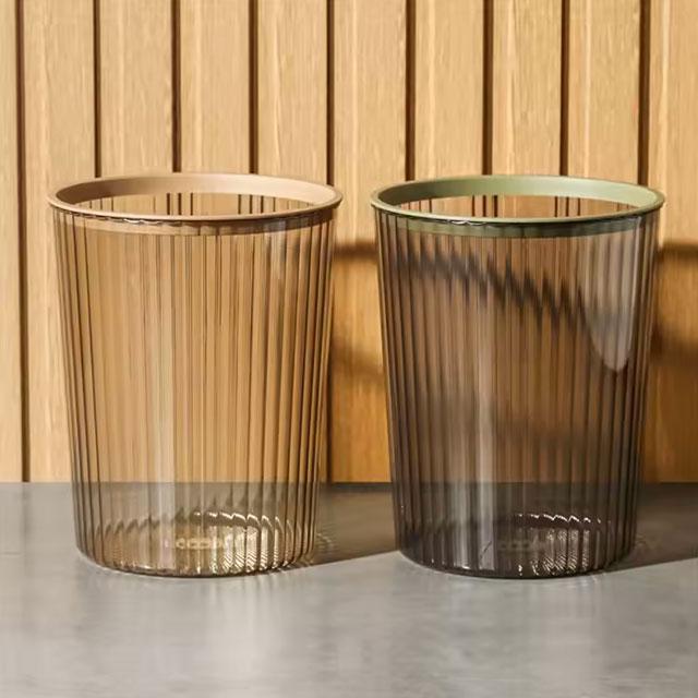 Luxury Transparent Bathroom Large Trash Bin – High-End Coverless Garbage Basket for Bedroom & Toilet