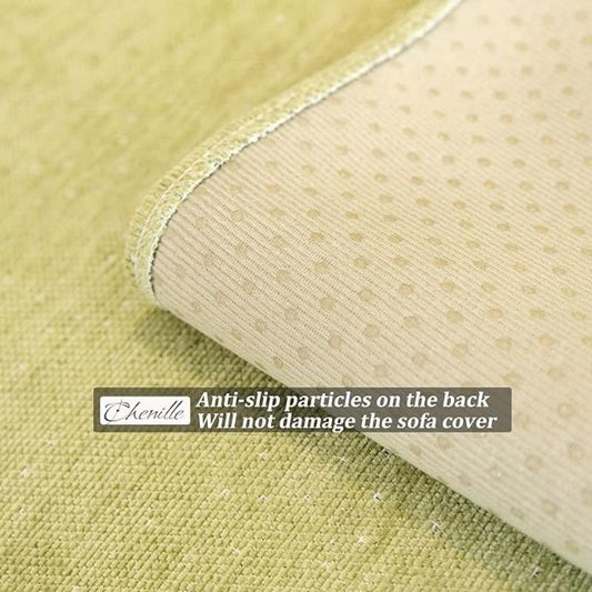 Luxury Anti-Slip Chenille Couch Cover – 1-Piece Sectional Sofa Slipcover – Washable Furniture Protector for All Seasons – Elegant Printing-Green Design for Standard Sofas, Armchairs, and Chaise Lounges