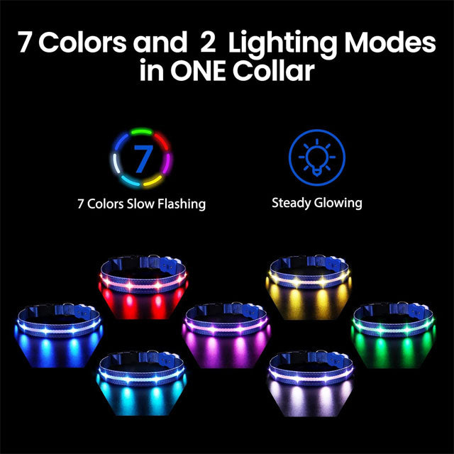 MASBRILL RGB LED Dog Collar – Rechargeable, Water-Resistant Light Up Collar for Night Walking &amp; Dog Safety