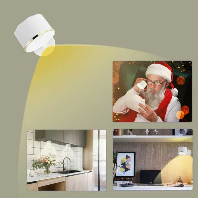 مصباح حائطي لاسلكي LED من MIOBLUE - ضوء قراءة مغناطيسي دوار 360 درجة مع جهاز تحكم عن بعد، إضاءة RGB وقابلة للتعتيم - مصباح حائطي لغرفة النوم، وغرفة المعيشة، والأعمال الفنية، ولوحة السهام (أبيض، فئة الطاقة A+)