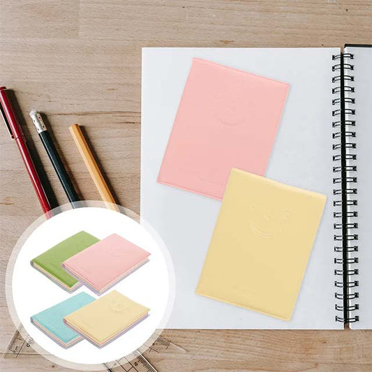 MOUYAT 4 Pcs Mini Smiley Diary Notebook Set – 100-Sheet Pocket Notepad with Imitation Leather Cover (6 Colors) for Home, Office, School &amp; Travel