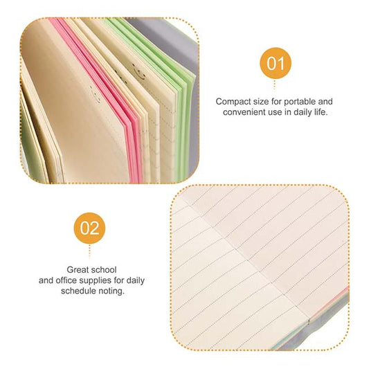 MOUYAT 4 Pcs Mini Smiley Diary Notebook Set – 100-Sheet Pocket Notepad with Imitation Leather Cover (6 Colors) for Home, Office, School &amp; Travel