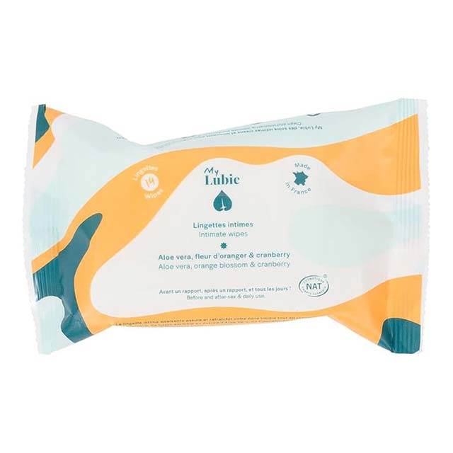 MY LUBIE Natural Intimate Wipes – 14-Pack Odour-Free, Soothing Toilet Wipes with Cranberry, Orange Blossom &amp; Aloe Vera in a Compact, Disposable Package