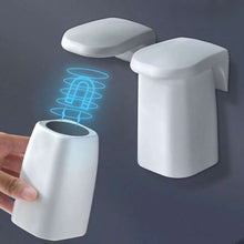 Magnetic Suction Mouthwash Cup & Wall-Mounted Toothbrush Holder – Inverted Quick-Drain Storage Rack – Anti-Dust Magnetic Toothbrush Organizer for Family Bathroom – Drill-Free Brushing Accessory (White / Gray / Green / Blue)