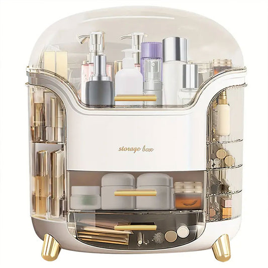 Makeup Storage Organizer with Clear Lid – Dustproof & Waterproof Cosmetic Holder with Drawers for Skincare & Beauty Products | Bathroom & Dressing Table Organizer