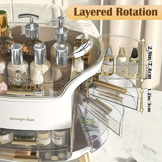 Makeup Storage Organizer with Clear Lid – Dustproof & Waterproof Cosmetic Holder with Drawers for Skincare & Beauty Products | Bathroom & Dressing Table Organizer