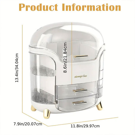 Makeup Storage Organizer with Clear Lid – Dustproof & Waterproof Cosmetic Holder with Drawers for Skincare & Beauty Products | Bathroom & Dressing Table Organizer