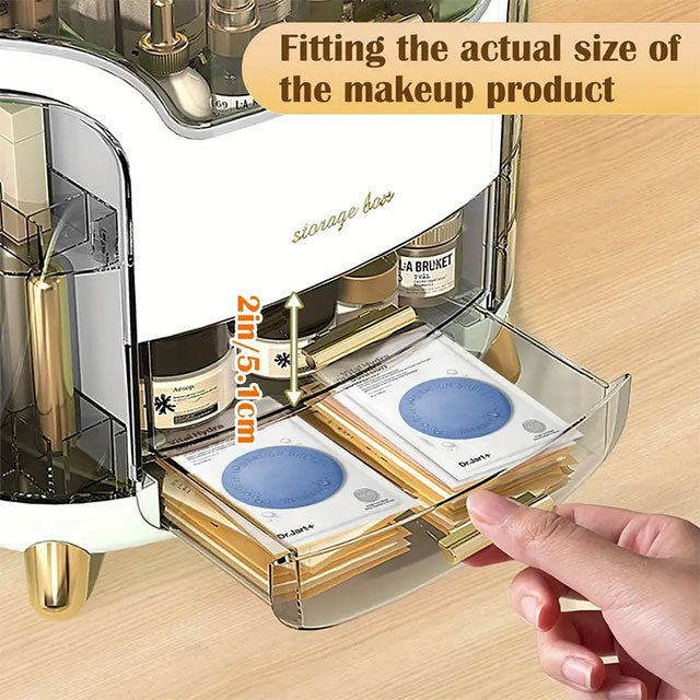 Makeup Storage Organizer with Clear Lid – Dustproof & Waterproof Cosmetic Holder with Drawers for Skincare & Beauty Products | Bathroom & Dressing Table Organizer