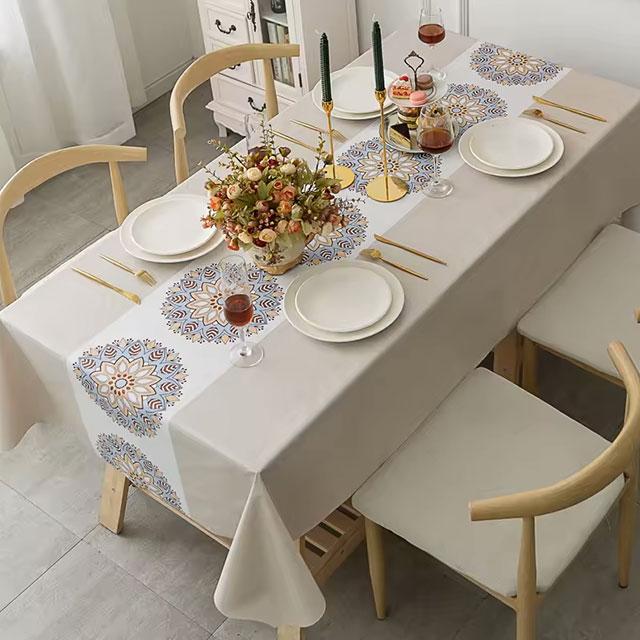 Mandala Waterproof Tablecloth – Thickened, Anti-Scalding, Rectangular Dining Cover for Home &amp; Party Décor