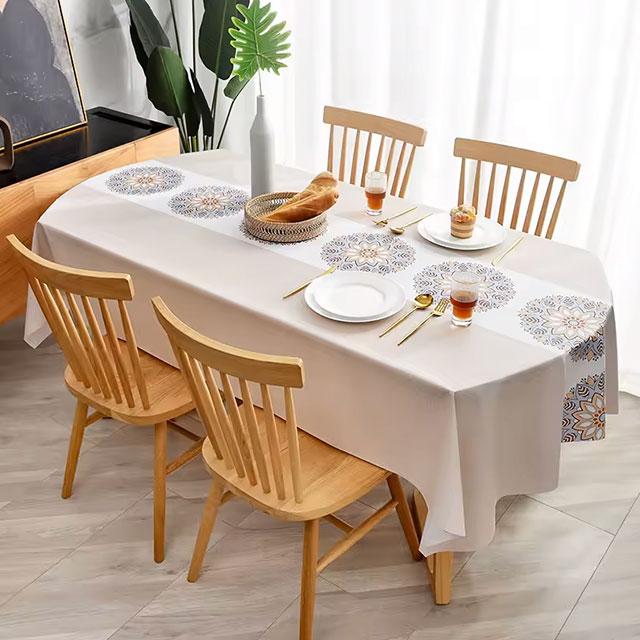 Mandala Waterproof Tablecloth – Thickened, Anti-Scalding, Rectangular Dining Cover for Home &amp; Party Décor