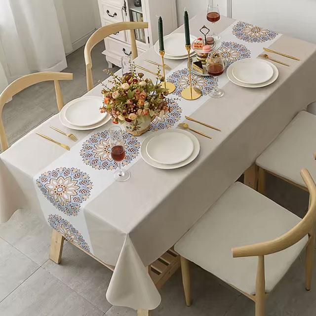 Mandala Waterproof Tablecloth – Thickened, Anti-Scalding, Rectangular Dining Cover for Home &amp; Party Décor