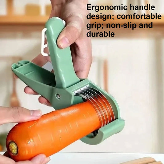 Manual Multifunctional Fruit & Sausage Slicer – Stainless Steel Banana Cutter & Salad Slicer – Essential Handheld Kitchen Tool for Rapid Food Prep