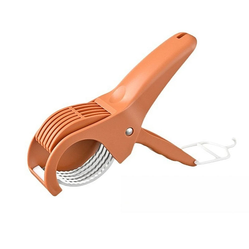 Manual Multifunctional Fruit & Sausage Slicer – Stainless Steel Banana Cutter & Salad Slicer – Essential Handheld Kitchen Tool for Rapid Food Prep