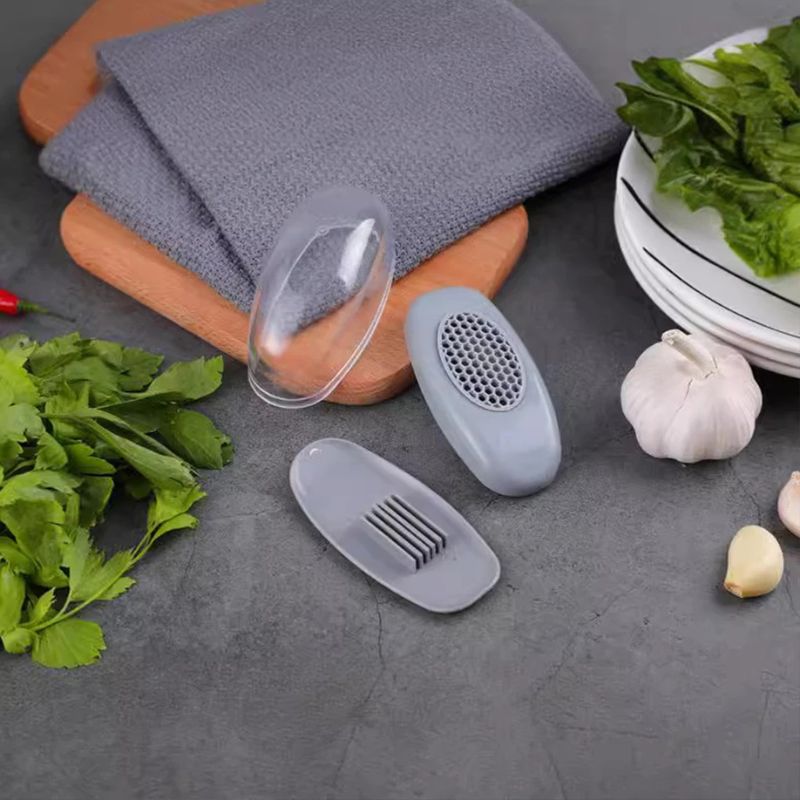 Manual Press Garlic Mincer & Ginger Grinder – Multi-Functional Garlic Presser and Grater – Stainless Steel Kitchen Slicer & Peeler Tool for Fast Professional Meal Prep