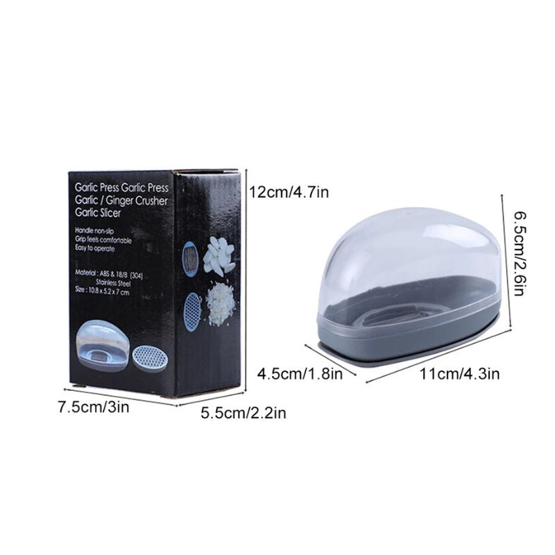 Manual Press Garlic Mincer & Ginger Grinder – Multi-Functional Garlic Presser and Grater – Stainless Steel Kitchen Slicer & Peeler Tool for Fast Professional Meal Prep