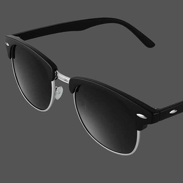 Matte Black Semi-Rimless Polarized Sunglasses – Retro Horn-Rimmed UV Protection Eyewear for Men & Women | Classic Vintage Style Frame