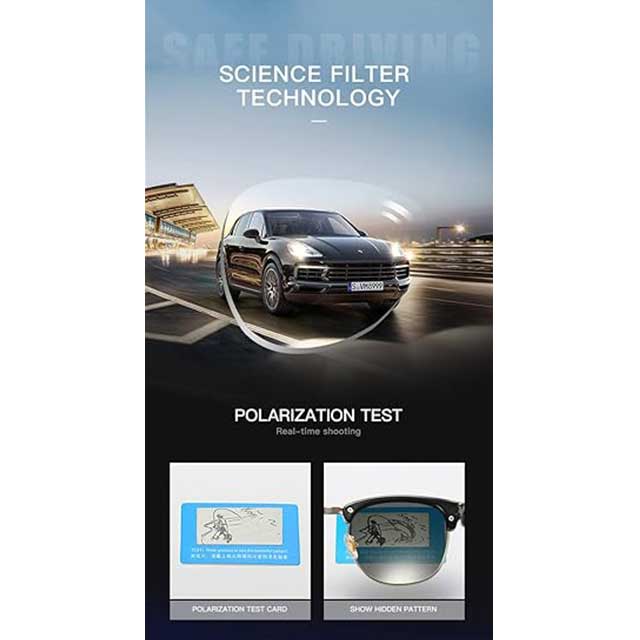 Matte Black Semi-Rimless Polarized Sunglasses – Retro Horn-Rimmed UV Protection Eyewear for Men & Women | Classic Vintage Style Frame