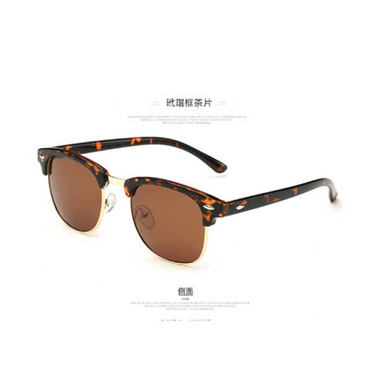 Matte Black Semi-Rimless Polarized Sunglasses – Retro Horn-Rimmed UV Protection Eyewear for Men & Women | Classic Vintage Style Frame