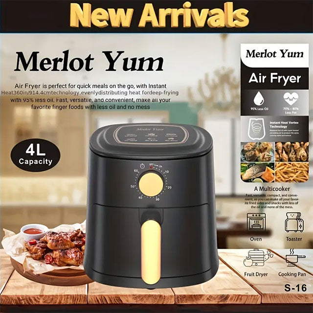 Mechanical Knob Air Fryer 1.06gal – Multifunctional, Simple & Healthy Cooking Tool for Kitchen, Easy-to-Use Household Air Fryer