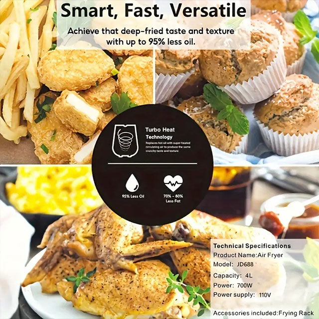 Mechanical Knob Air Fryer 1.06gal – Multifunctional, Simple & Healthy Cooking Tool for Kitchen, Easy-to-Use Household Air Fryer