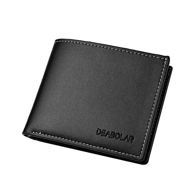 Men’s PU Leather Slim Wallet – Short Folding Credit Card Holder for Young Men, Minimalist Style