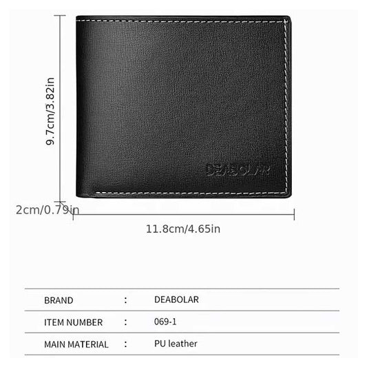 Men’s PU Leather Slim Wallet – Short Folding Credit Card Holder for Young Men, Minimalist Style