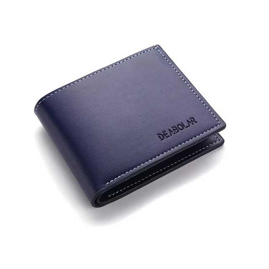 Men’s PU Leather Slim Wallet – Short Folding Credit Card Holder for Young Men, Minimalist Style