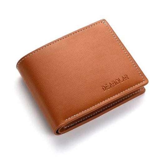 Men’s PU Leather Slim Wallet – Short Folding Credit Card Holder for Young Men, Minimalist Style