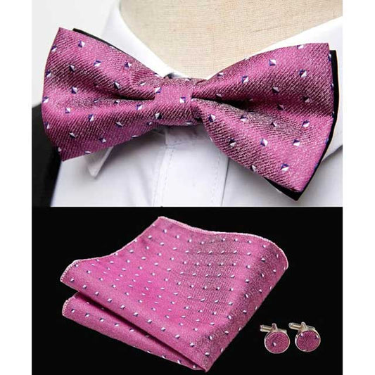 HUISHI Men's Classic Bow Tie Set – Blue Paisley Floral Bowtie with Pocket Square & Cufflinks | Wedding Party Suit Accessory