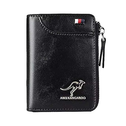 Men’s Leather Business Wallet – RFID Blocking Card Holder with Zipper, Luxury Slim Purse for Daily Use