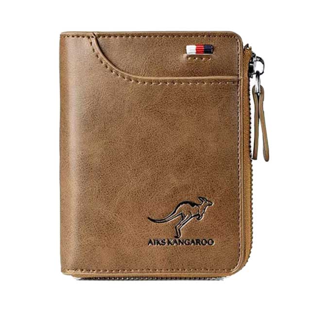 Men’s Leather Business Wallet – RFID Blocking Card Holder with Zipper, Luxury Slim Purse for Daily Use