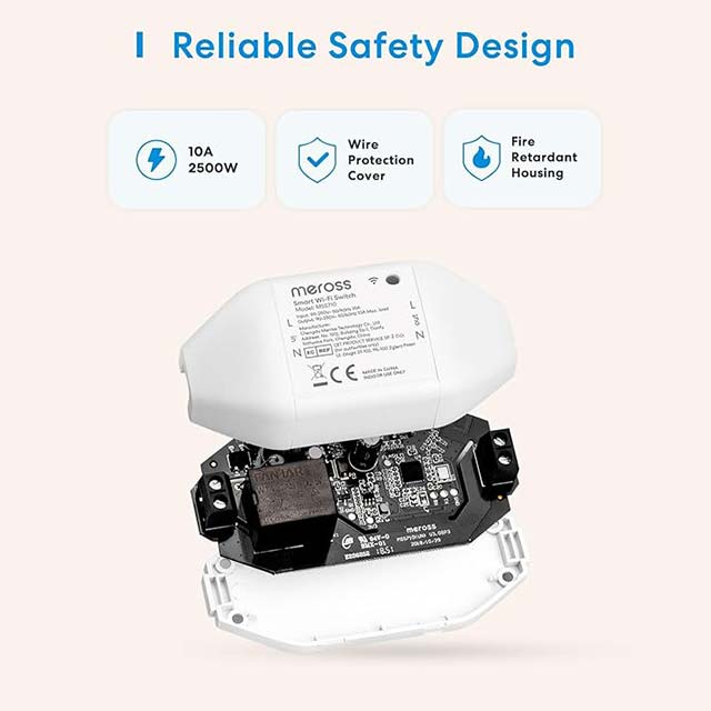 Meross Wireless Switch – Universal WiFi Remote Control for Electric Appliances, Voice Control with Alexa, Google Assistant & SmartThings, 2,300W, DIY Smart Home Solution