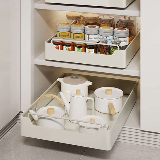 Metal Kitchen Storage Holder with Slide Rails | Heavy-Duty Pull-Out Drawer Storage Tray | Spice Rack & Cabinet Organizer for Home