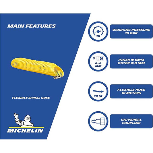 Michelin 32.8ft Recoil Hose with Universal Joints – Heavy-Duty Industrial Hydraulic Replacement