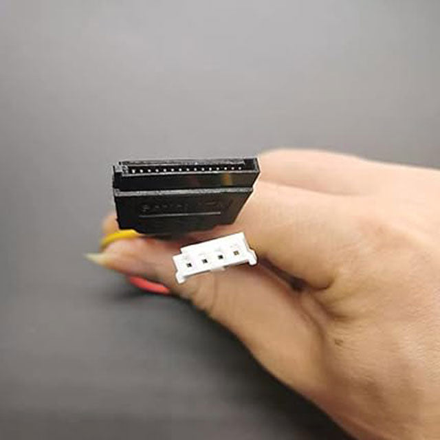 Mini 4-Pin Floppy FDD (SP4) to 15-Pin SATA Female Adapter with 4-Pin Molex Male Dual Female Power Splitter – Reliable Floppy-to-SATA Converter &amp; Power Extension Cable