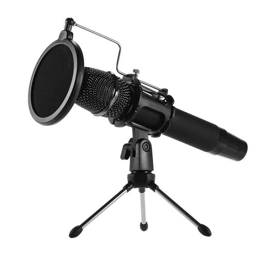 Mini Desktop Microphone Stand with Dual Mesh Pop Filter - Black, Ideal for Recording &amp; Streaming