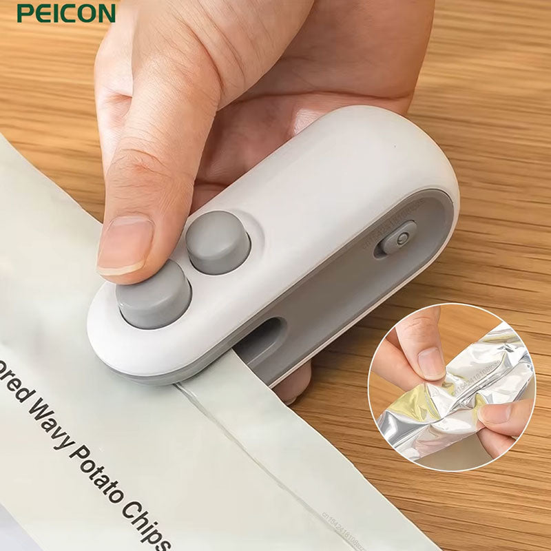 Mini Portable Heat Bag Sealing Machine - Handheld Food Package Sealer & Resealer - Thermal Vacuum Plastic Bag Sealer Clip for Food Storage & Preservation