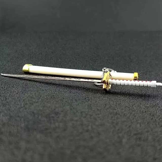Mini Roronoa Zoro Samurai Sword Keychain – Anime Katana with Plastic Scabbard for Men, Cosplay & Gifts