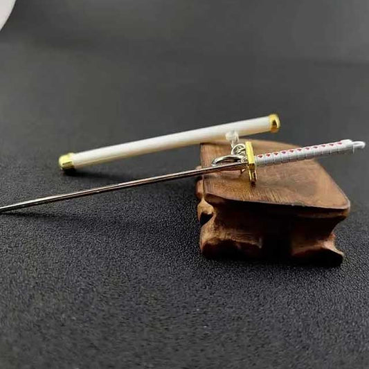 Mini Roronoa Zoro Samurai Sword Keychain – Anime Katana with Plastic Scabbard for Men, Cosplay & Gifts