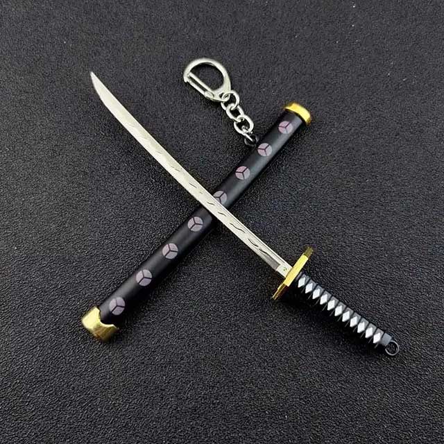 Mini Roronoa Zoro Samurai Sword Keychain – Anime Katana with Plastic Scabbard for Men, Cosplay & Gifts